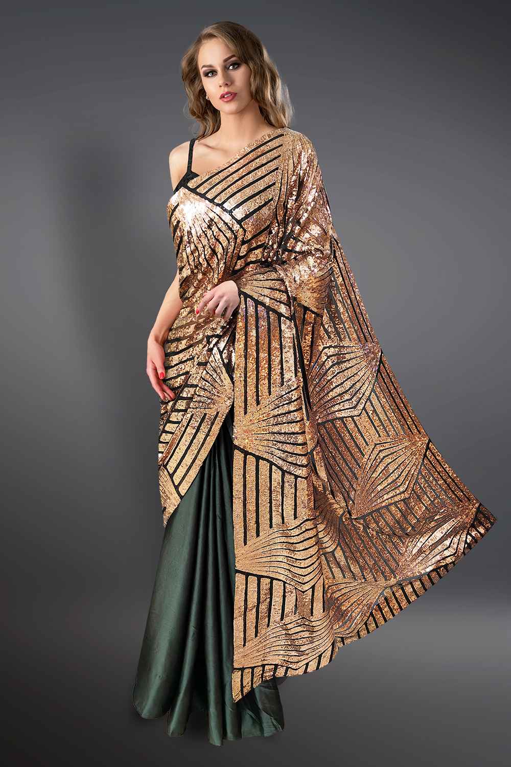 Black and Gold Saree