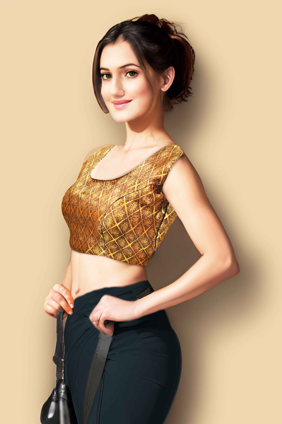 Brown Khadi Silk Blouse