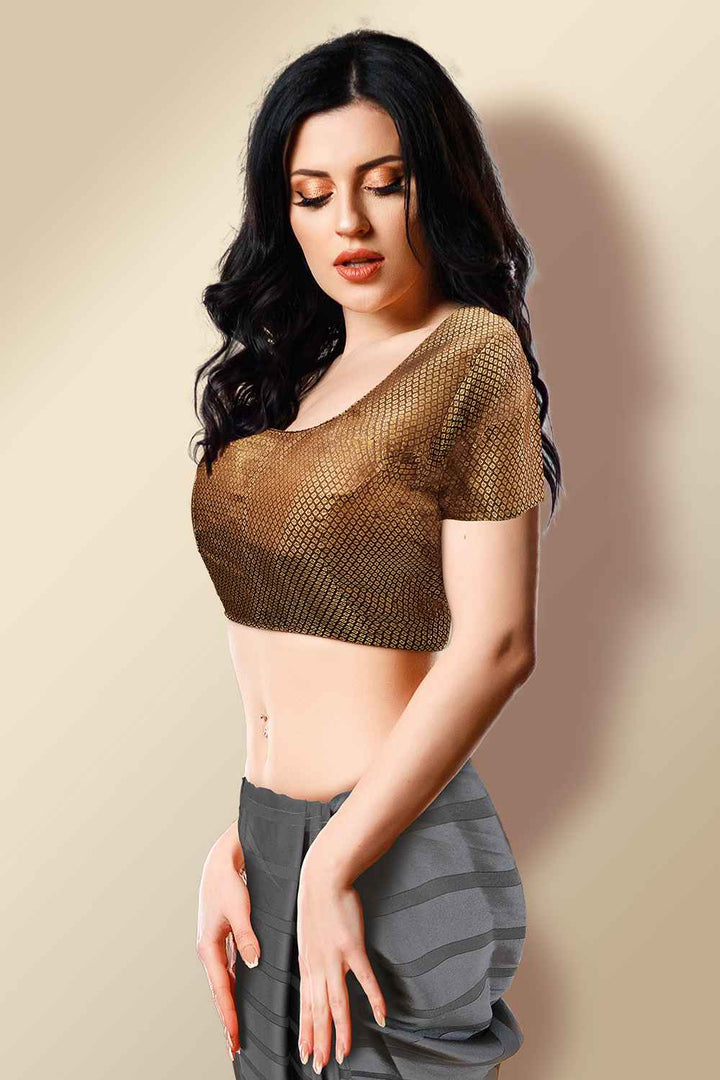 Brown Short Sleeve Blouse