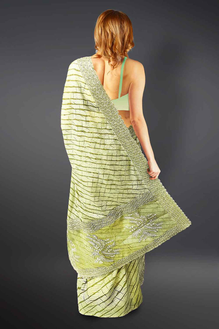 Green Leheriya Saree