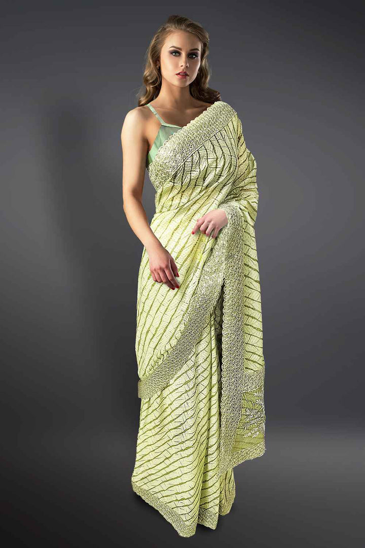 Green Leheriya Saree