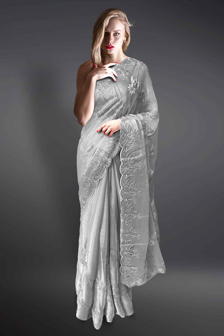 Grey Designer Saree