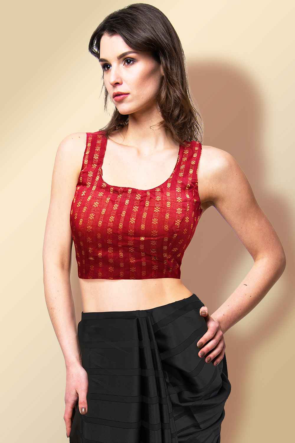 Maroon Sleeveless Blouse