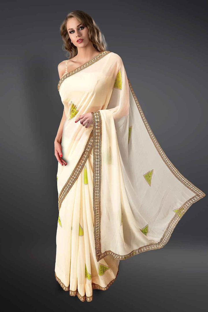 Off White Georgette Saree