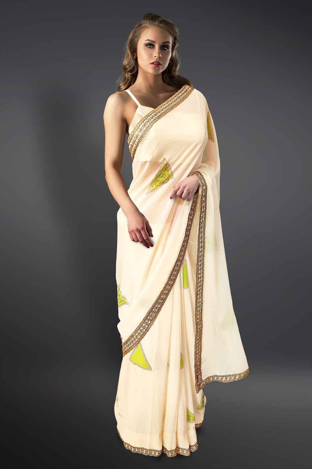 Off White Georgette Saree