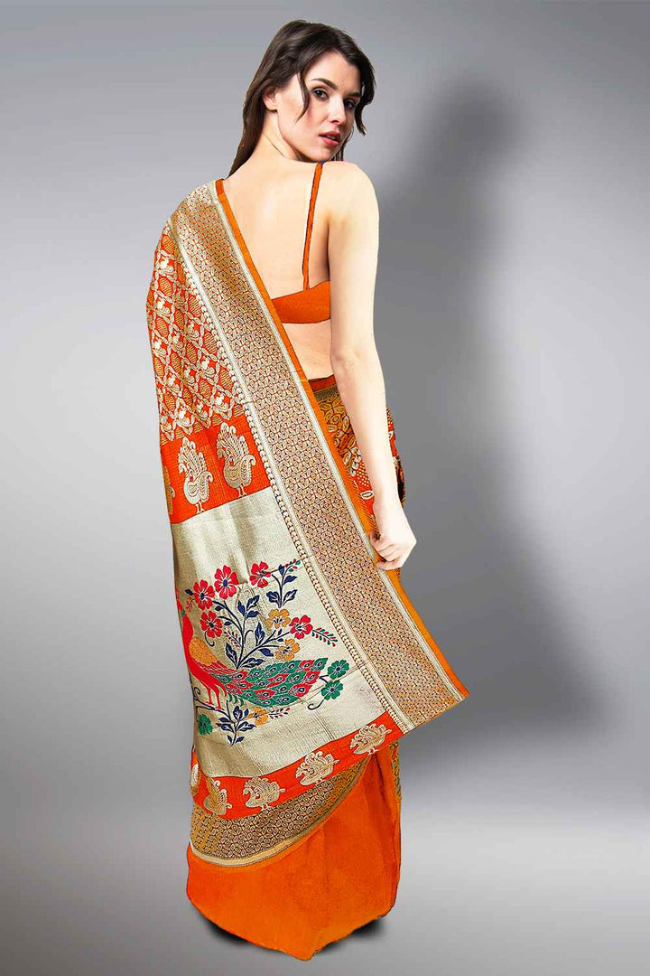 Orange Paithani Saree
