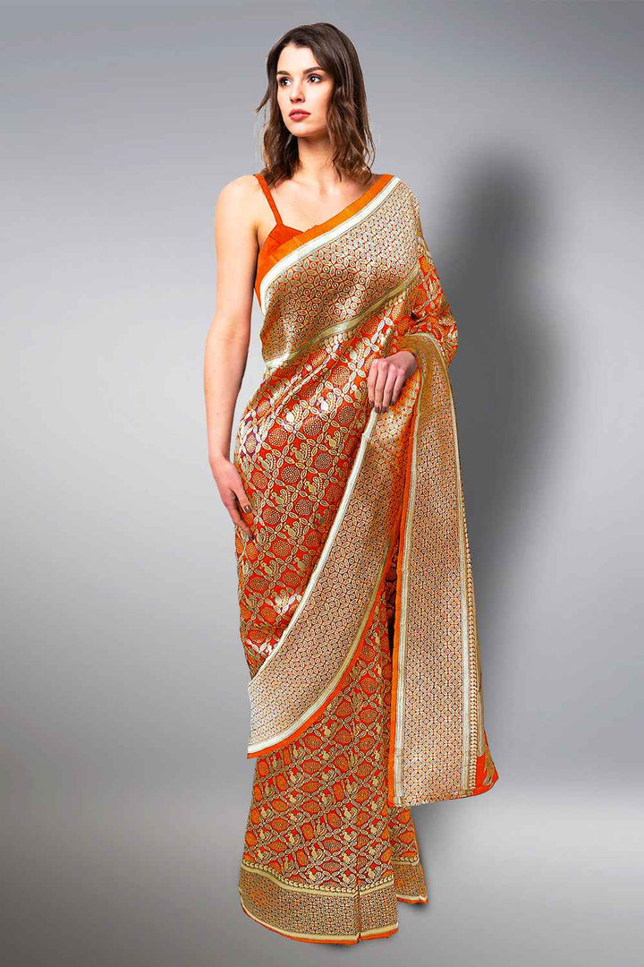 Orange Paithani Saree