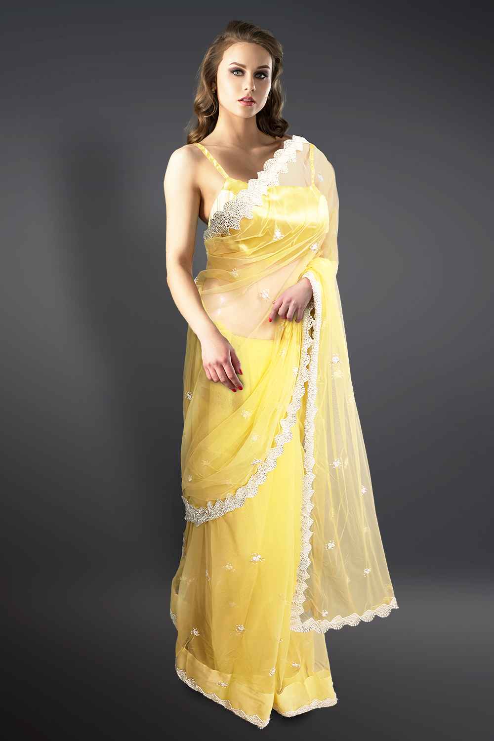 Pearl Border Saree