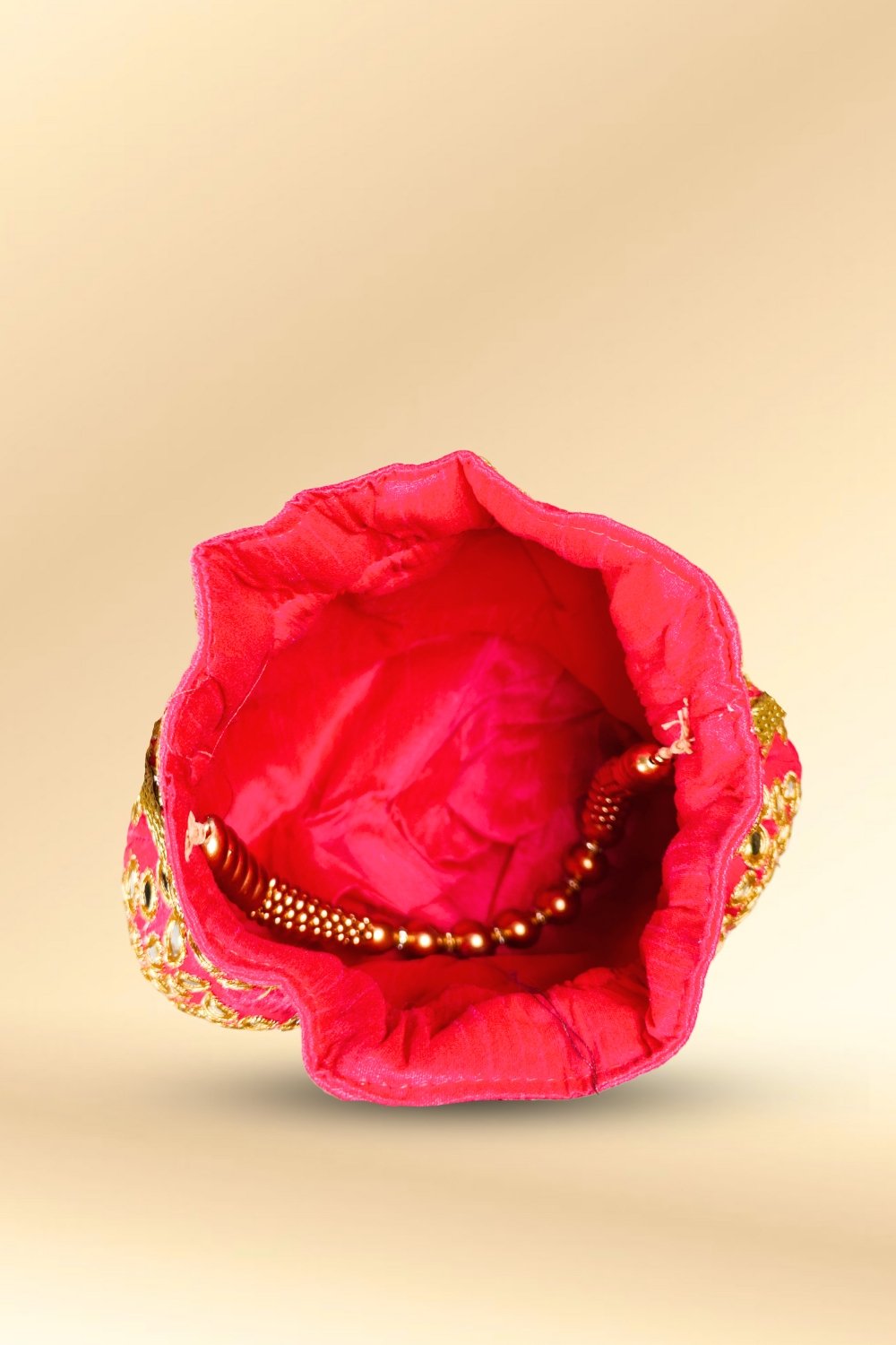 Pink Mirror Work Potli Bag