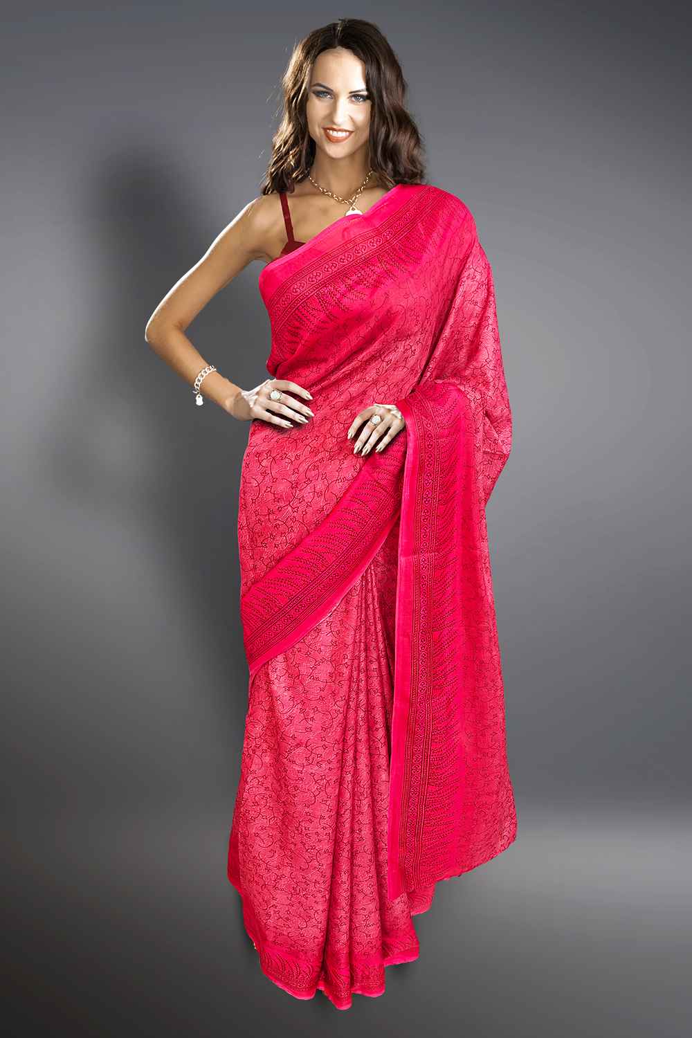 Pink Printed Saree