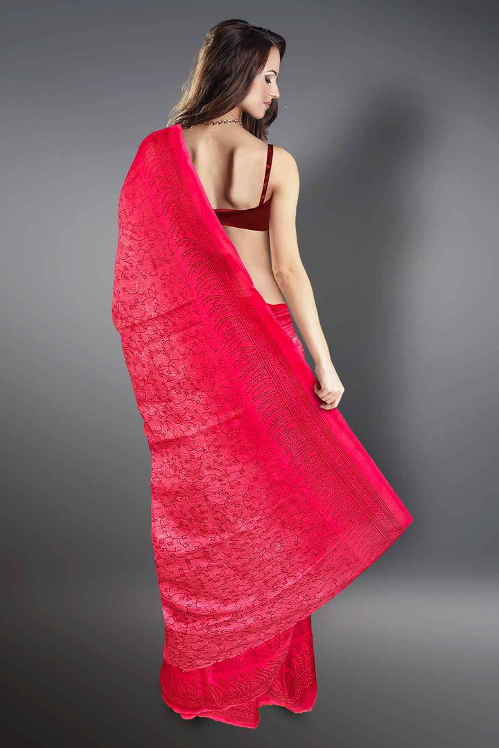 Pink Printed Saree