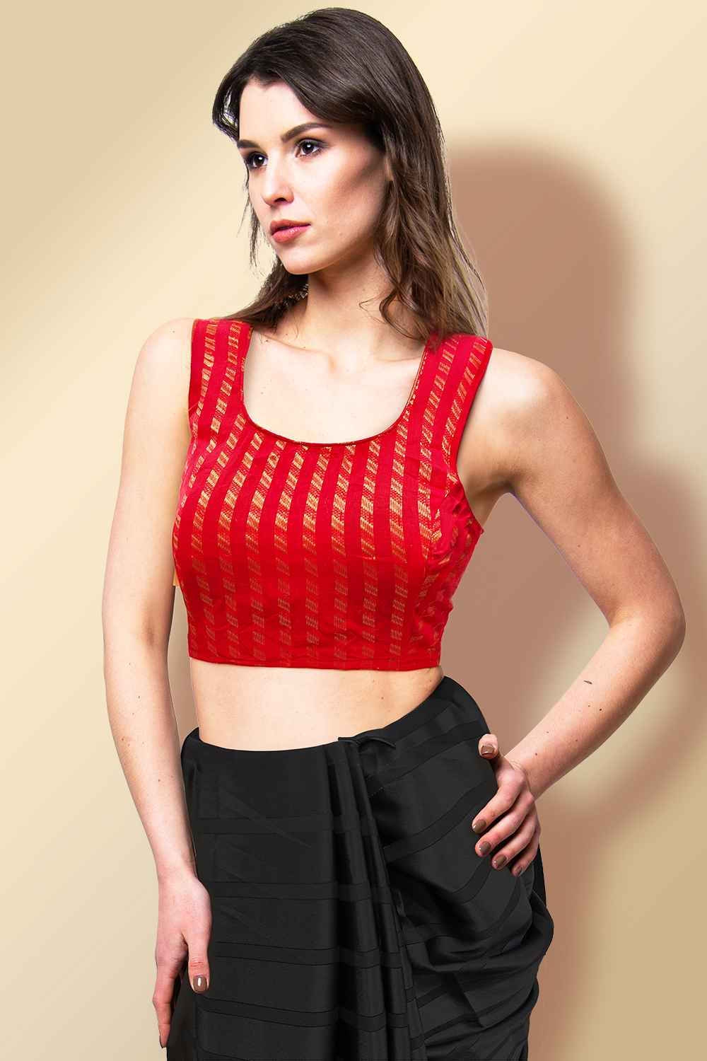 Red Sleeveless Blouse