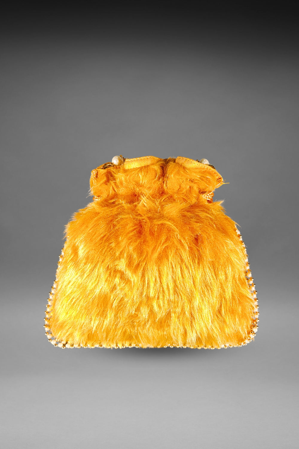 Yellow Fur Potli Bag