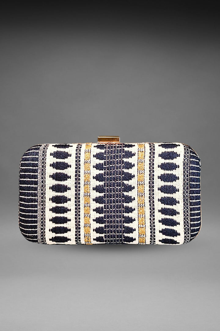 Black and White Threadwork Clutch