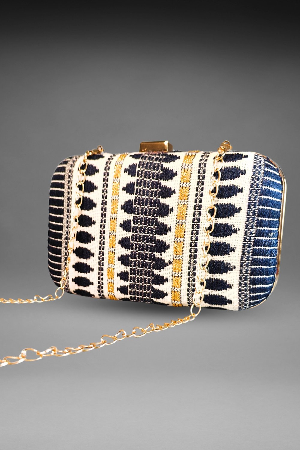 Black and White Threadwork Clutch