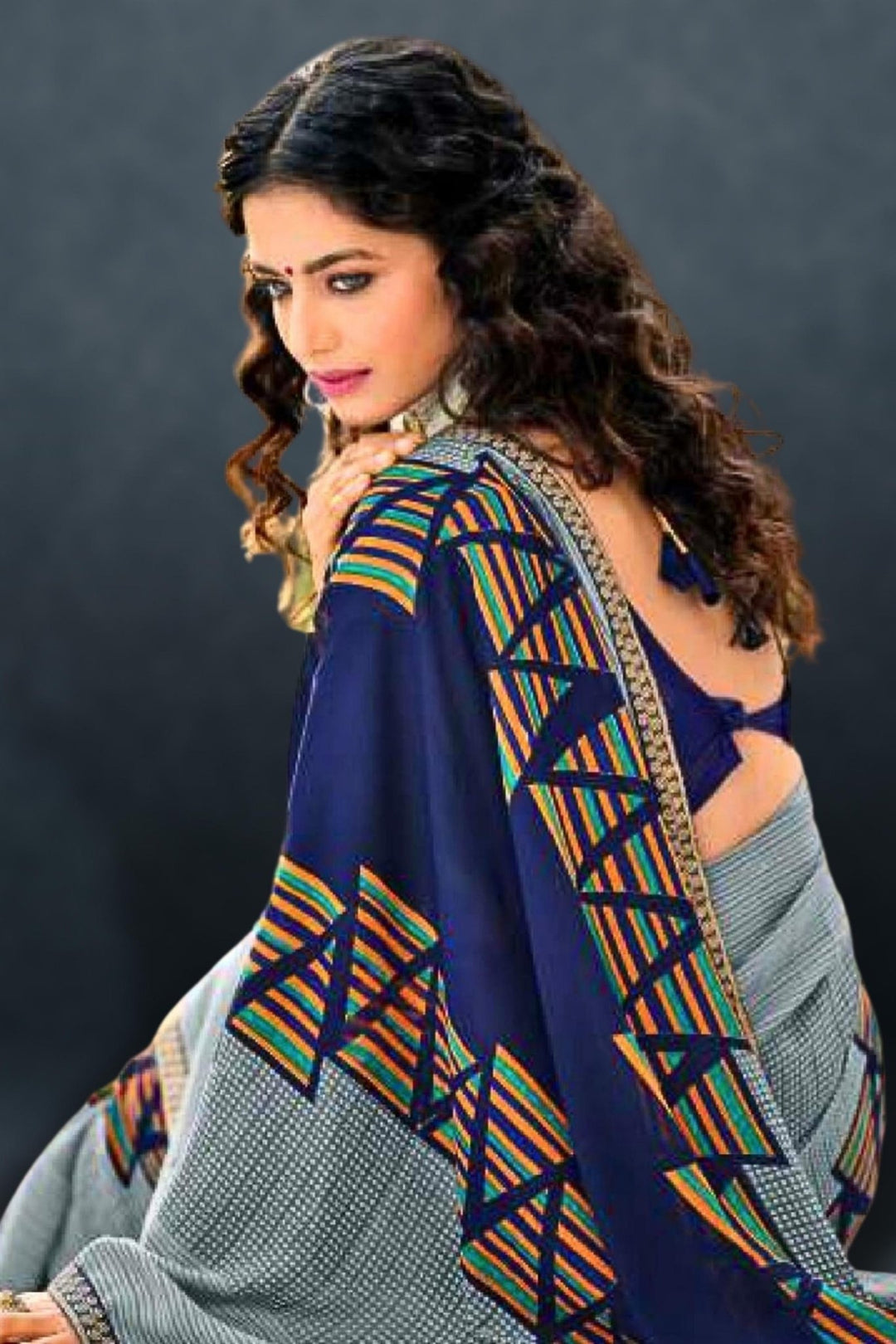 grey georgette saree