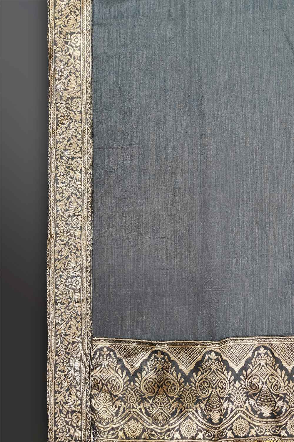 Grey Saree with Golden Border