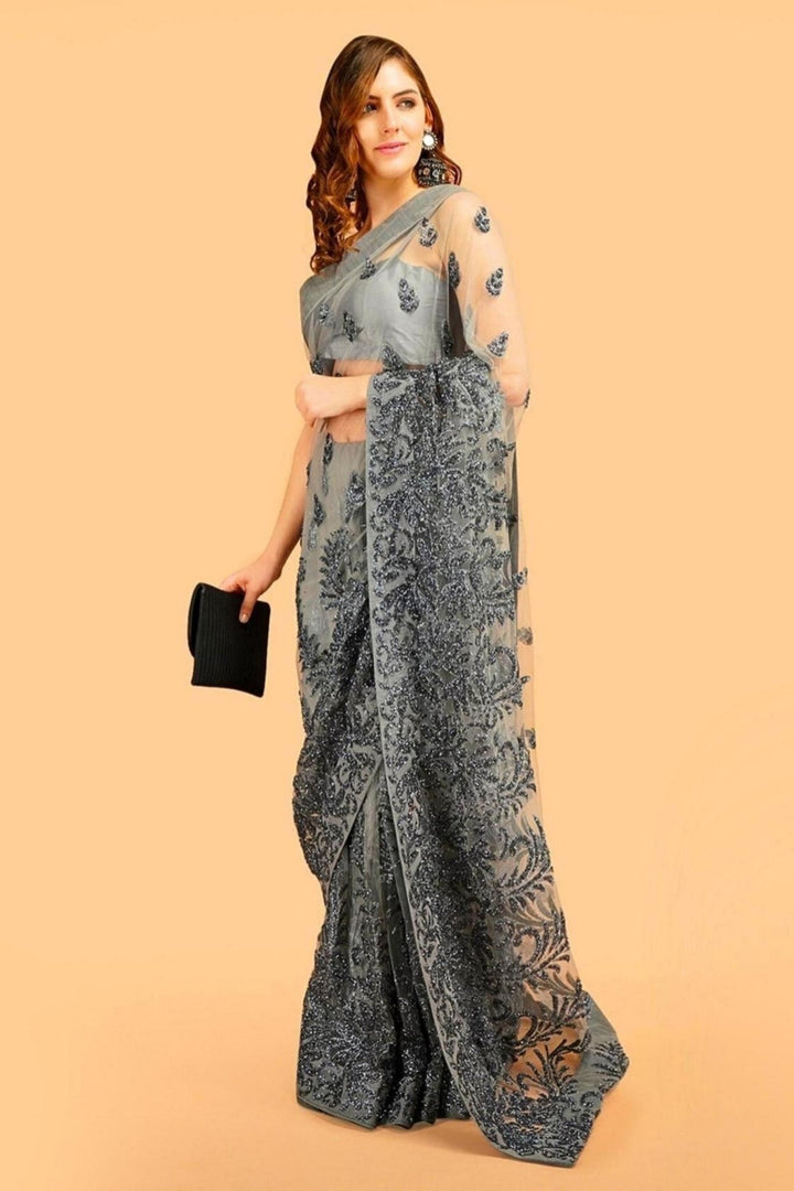 heavy net saree - heavy work net saree