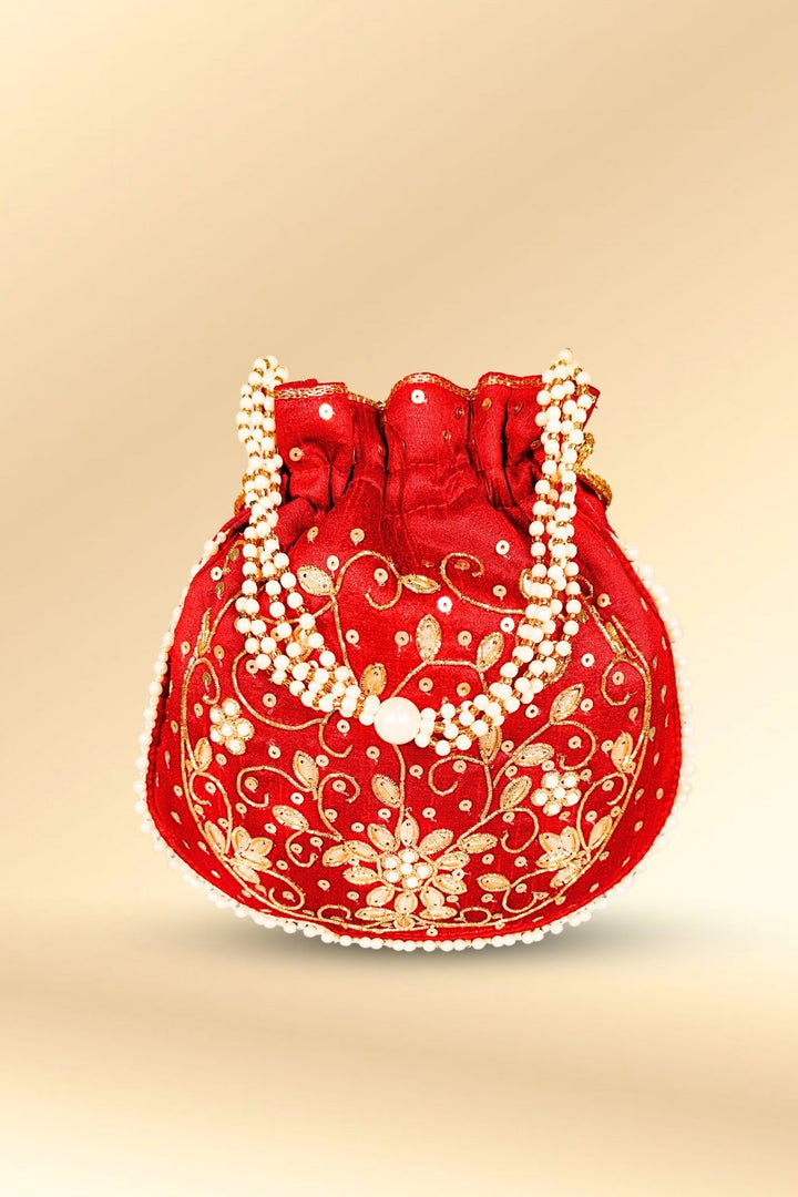 maroon party wear potli bag