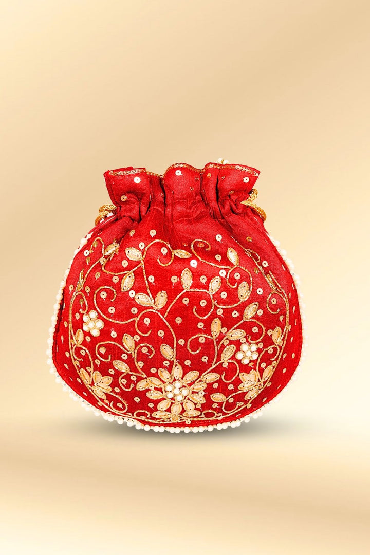 maroon party wear potli bag