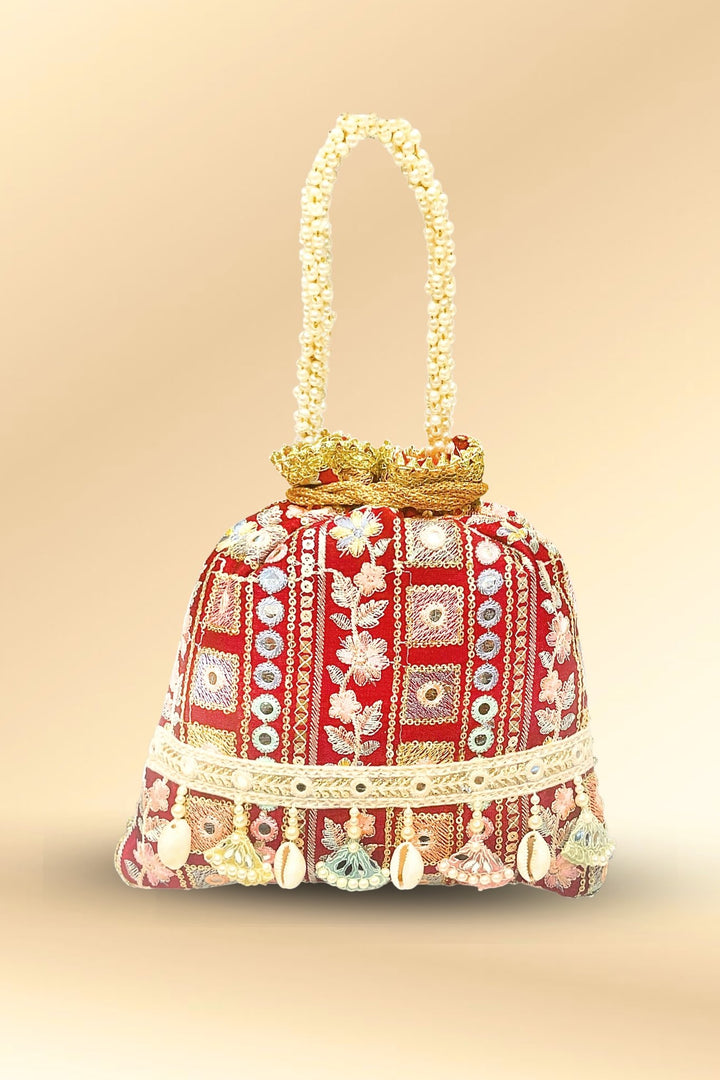 maroon potli bag