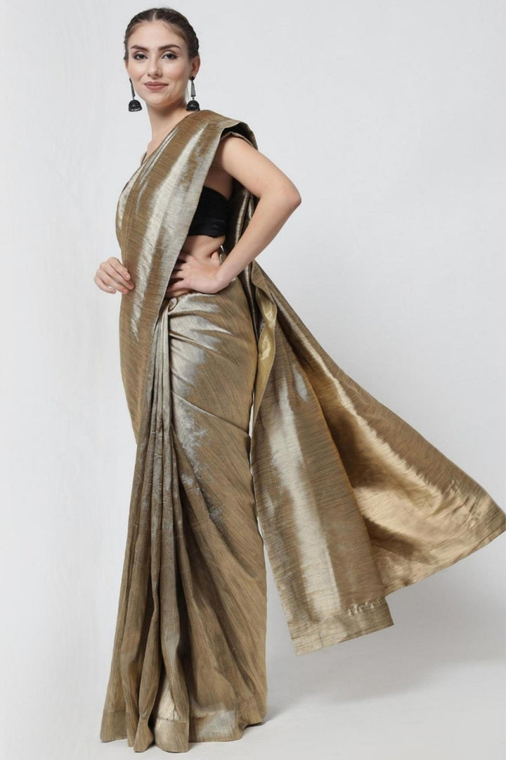 plain copper saree - plain copper colour saree