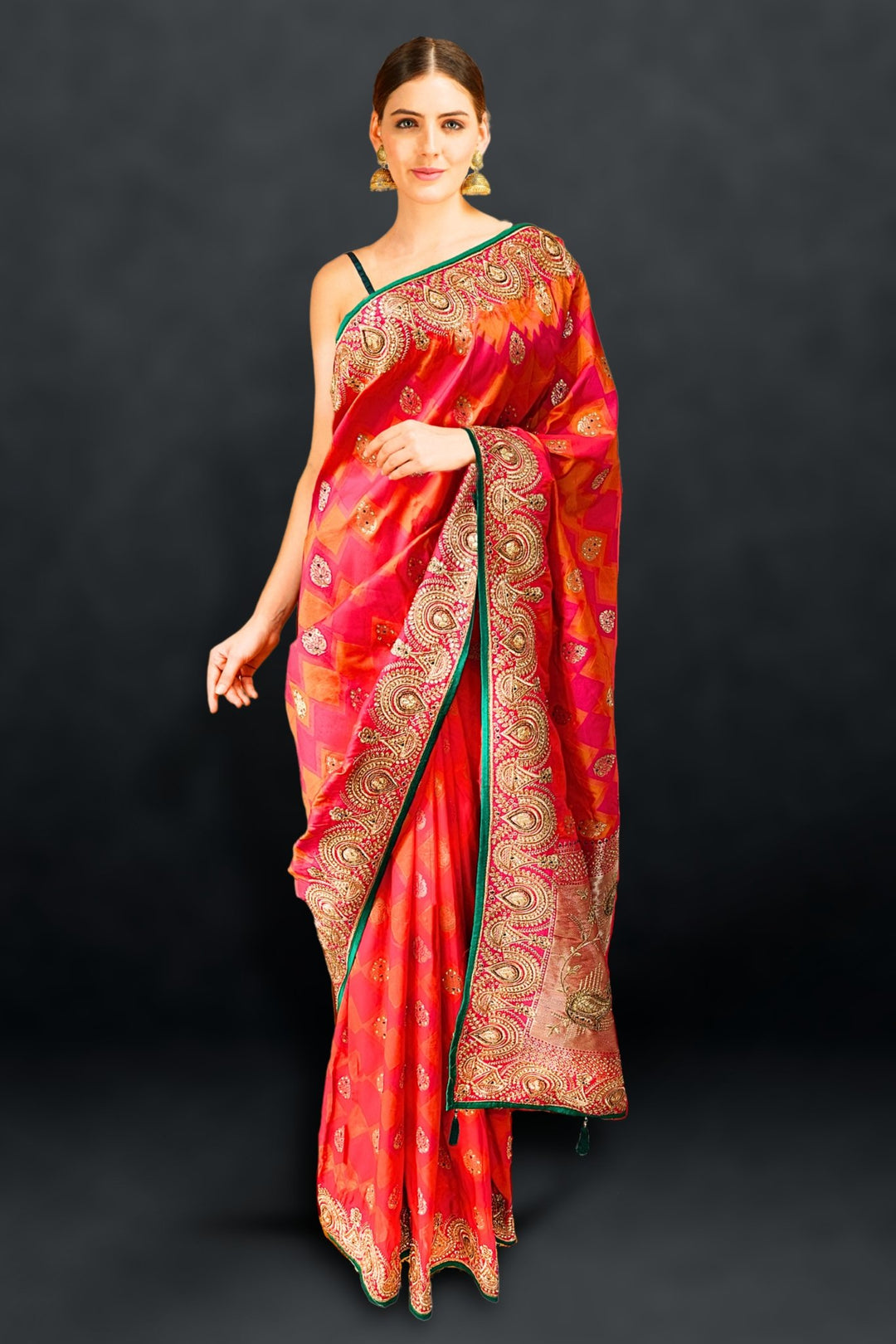 red kanchipuram saree - red kanchipuram silk saree - red kanchipuram bridal saree