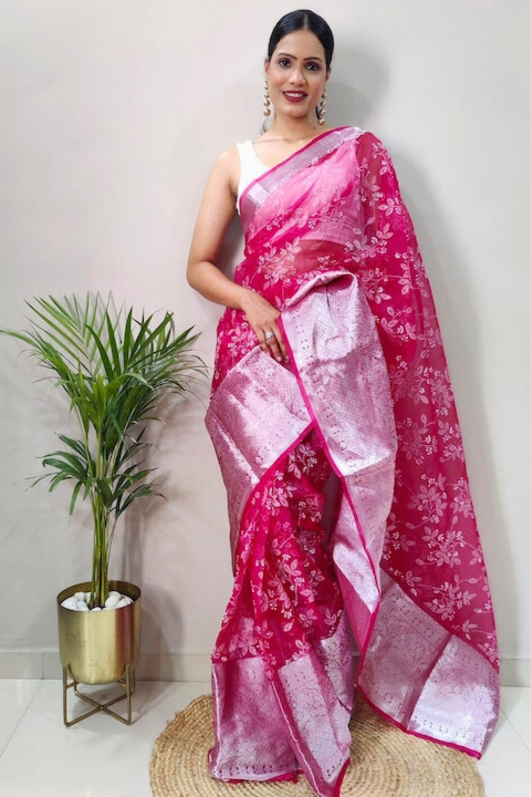 silver border saree