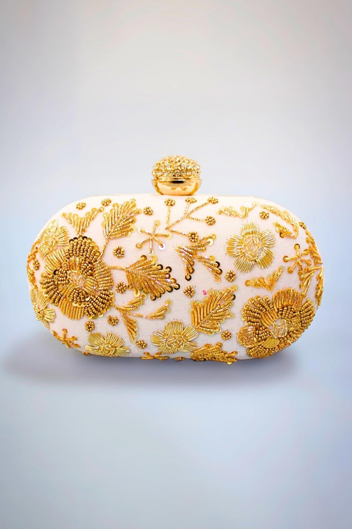 white and gold purse - white purse with gold chain