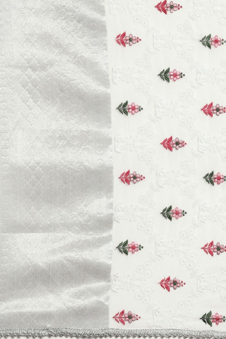 white organza saree - organza white saree - off white organza sarees - organza saree white - plain white organza saree - white floral organza saree