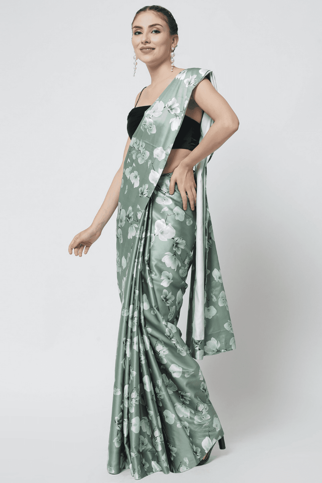 Olive Green Saree