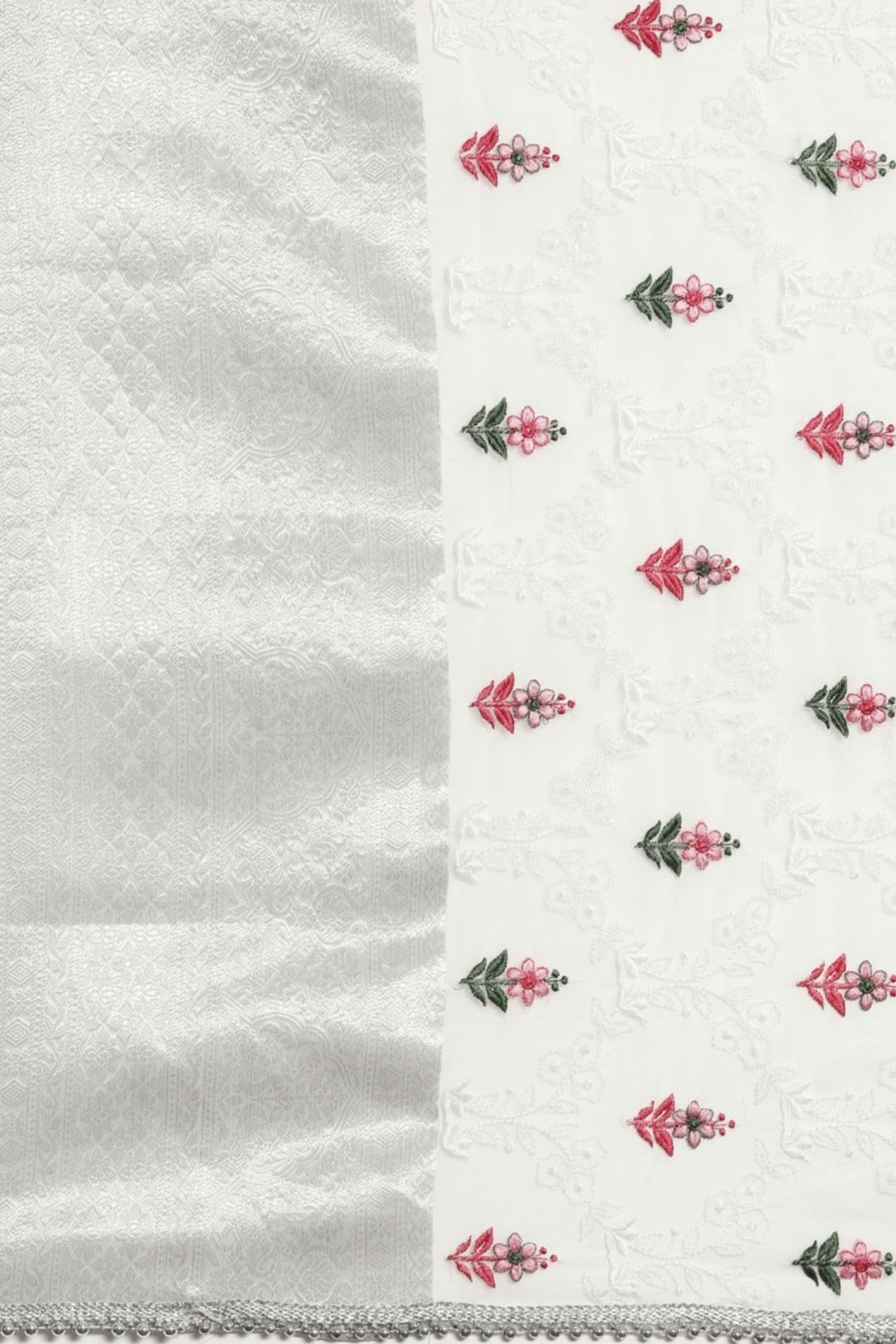 white organza saree - organza white saree - off white organza sarees - organza saree white - plain white organza saree - white floral organza saree